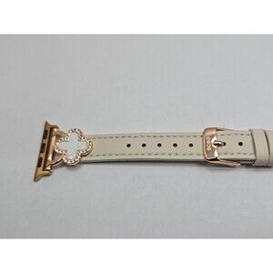 BCBG Apple Watch Cream Band White Clover Rhinestone 38 40 41mm Rose Gold Tone